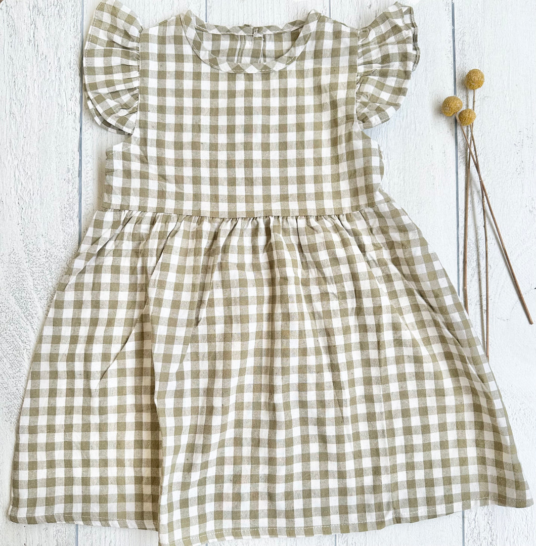Checkered pattern Ruffle Trim Dress